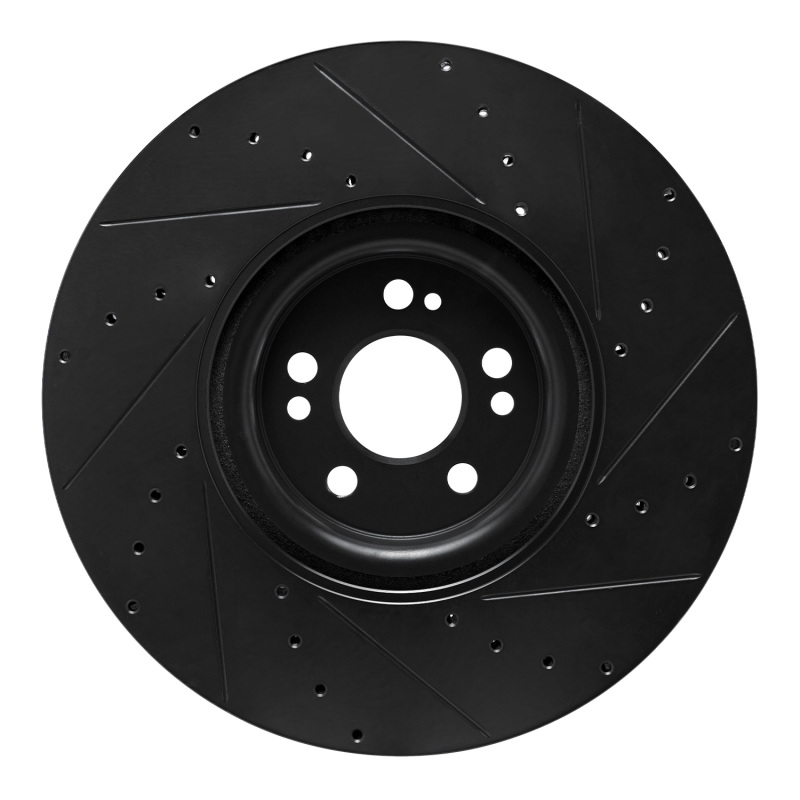 Mercedes-Benz GLE450e Brake Rotor (1) - Front Left - R1 Concepts - Drilled & Slotted - Black - `20-`26